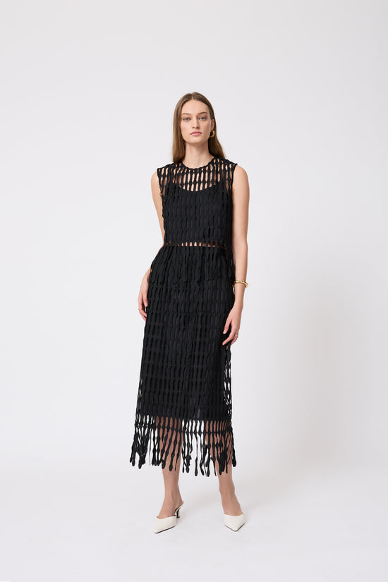 Fringe Lace Pencil Skirt