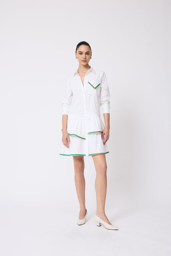 Cotton Poplin Ruffle Dress