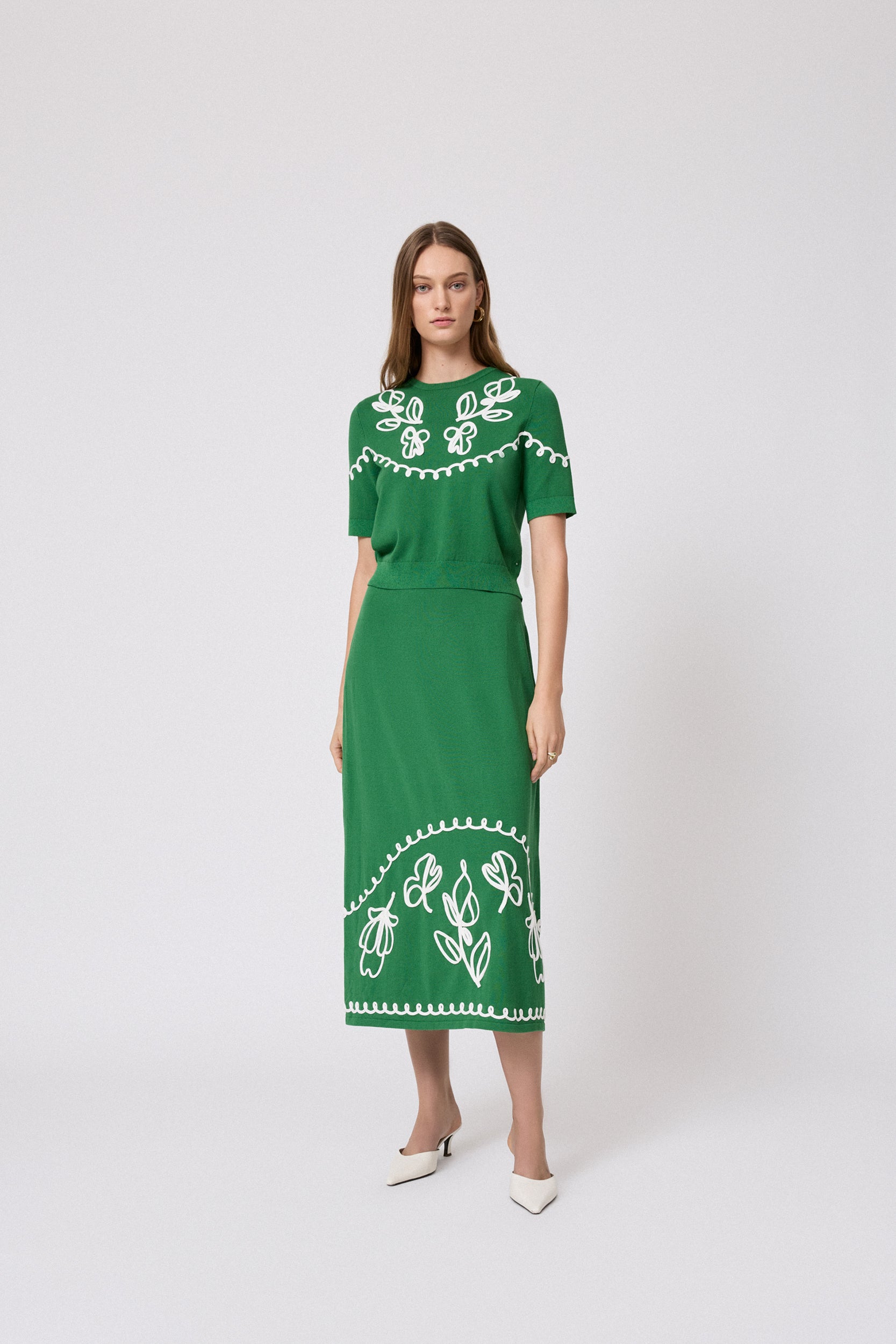 Floral Embroidered Skirt – Pearl by Lela Rose