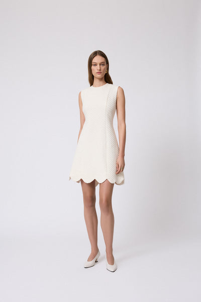 Textured Jersey Scallop Dress – Pearl by Lela Rose