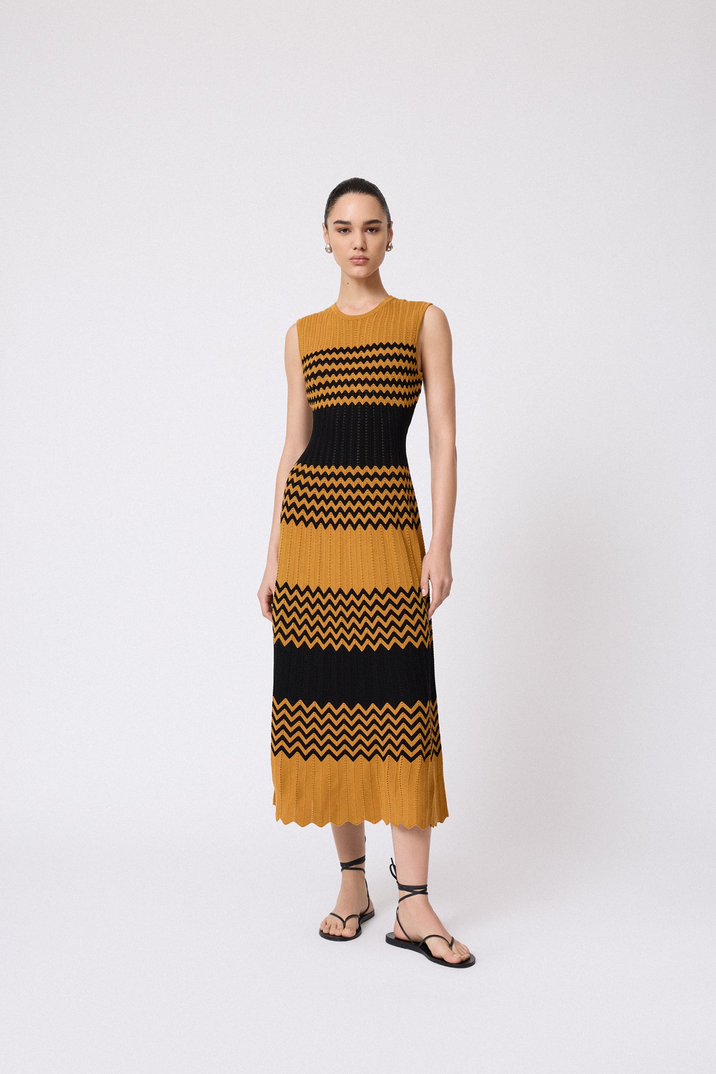Chevron Pointelle Knit Dress