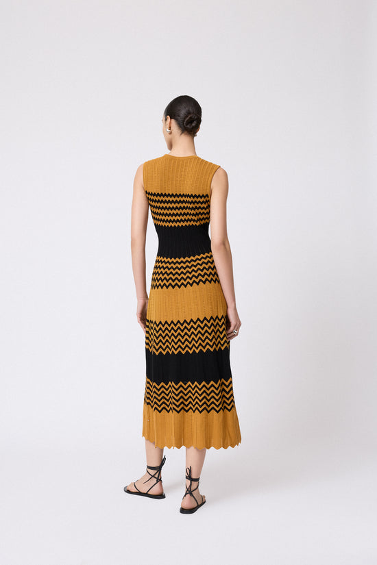 Chevron Pointelle Knit Dress