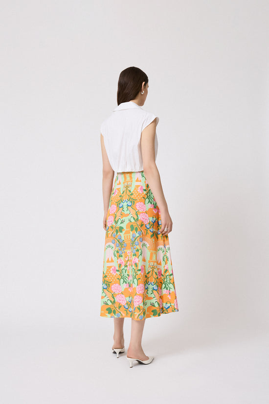 Rose Garden Cotton Midi Skirt