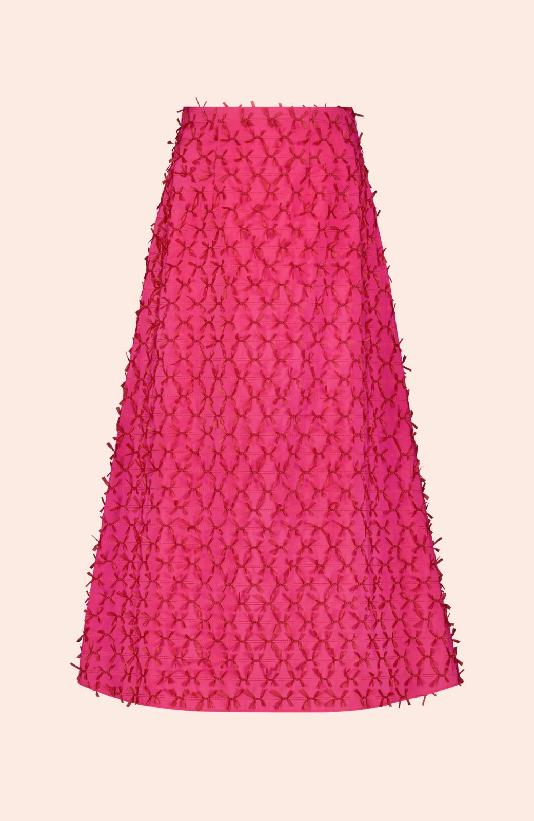 Bow Embroidered Poplin Midi Skirt