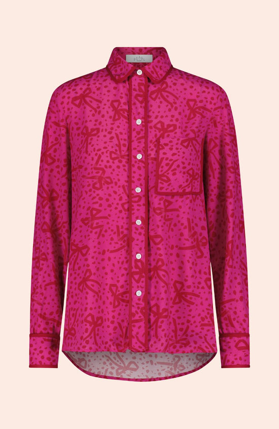 Bow Printed Crepe Tipped Shirt