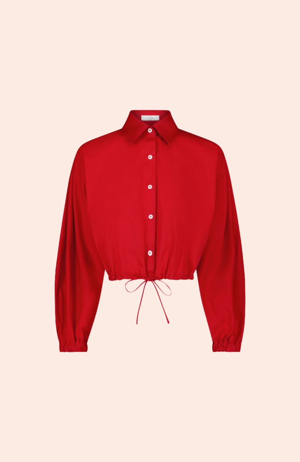 Coated Poplin Tie Front Top