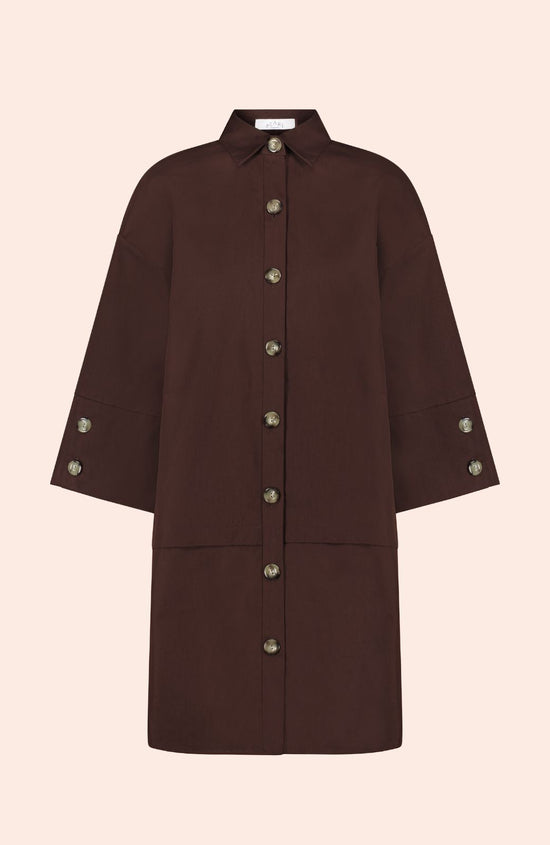 Coated Poplin Tunic Dress