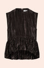 Crinkled Velvet Flounce Hem Top